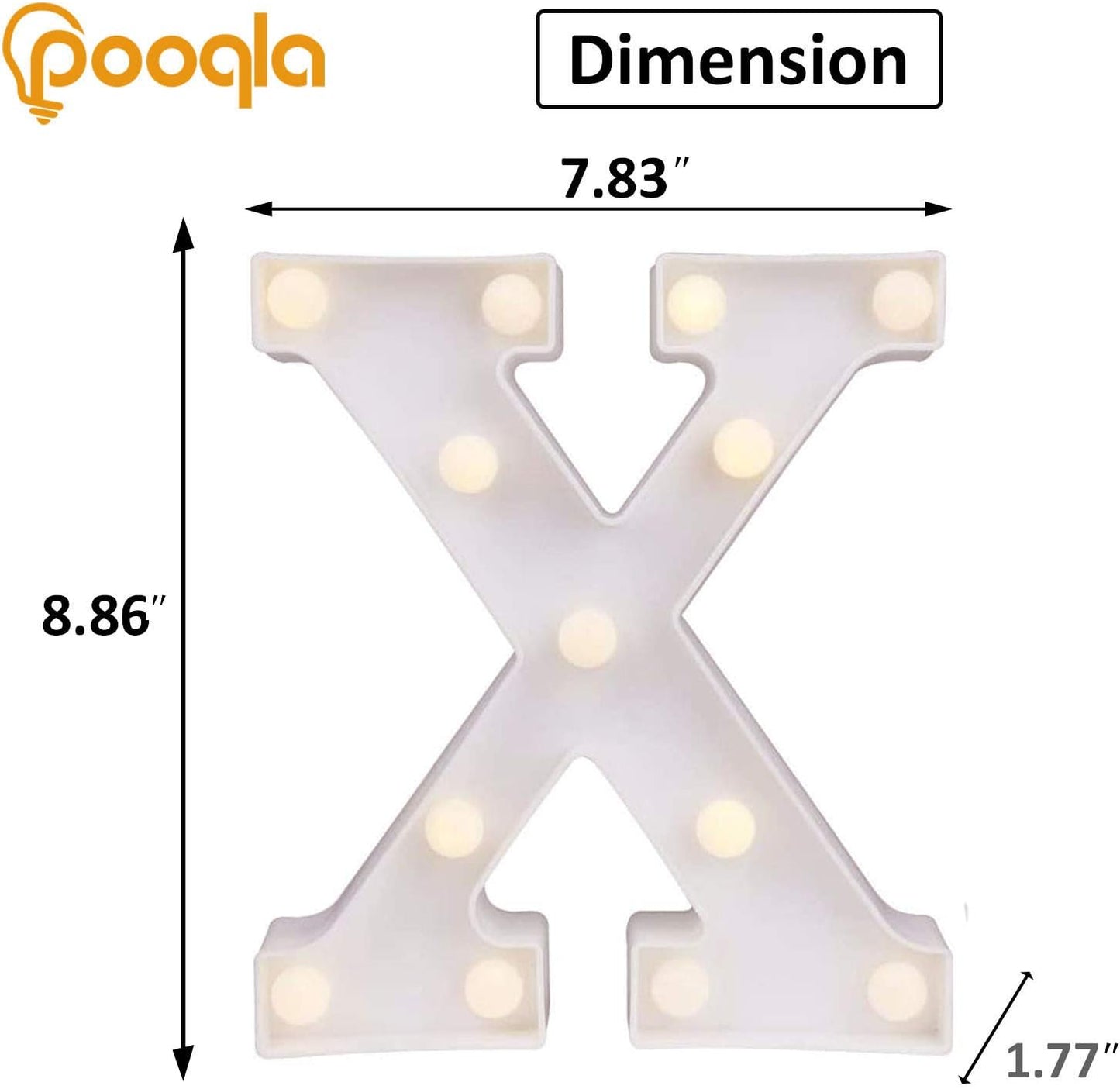 Pooqla LED Marquee Letter Lights Sign, Light Up Alphabet Letter for Home Party Wedding Decoration X