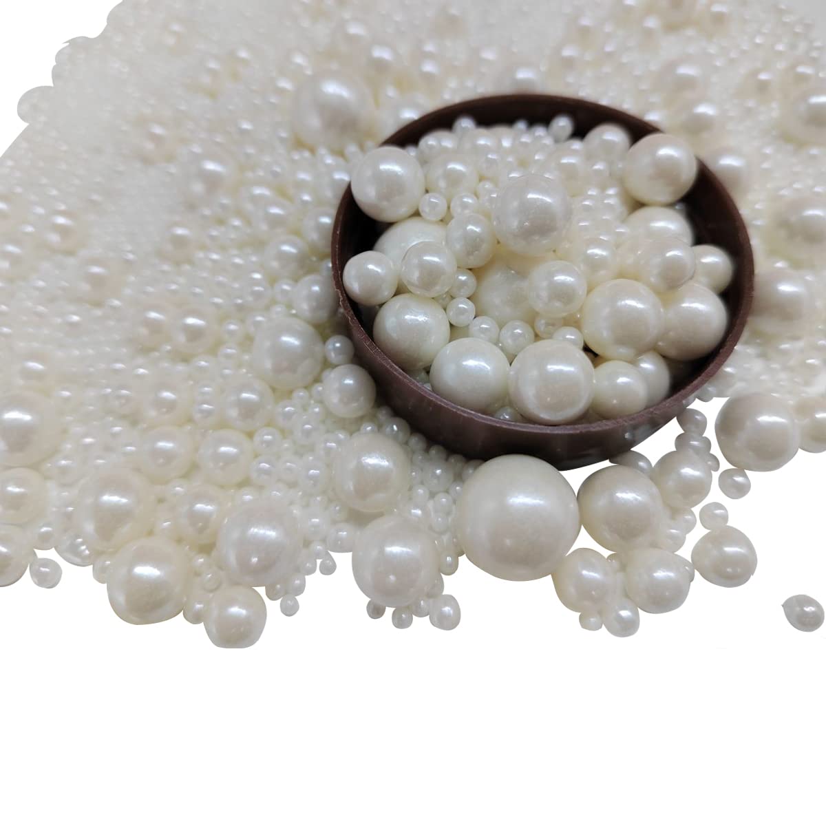 Edible Pearl Sugar Sprinkles White Candy Mixing Size Baking Edible Cake Decorations Cupcake Toppers Cookie Decorating Celebrations Wedding Valentines Easter Halloween Christmas Supplies 120g/ 4.23oz