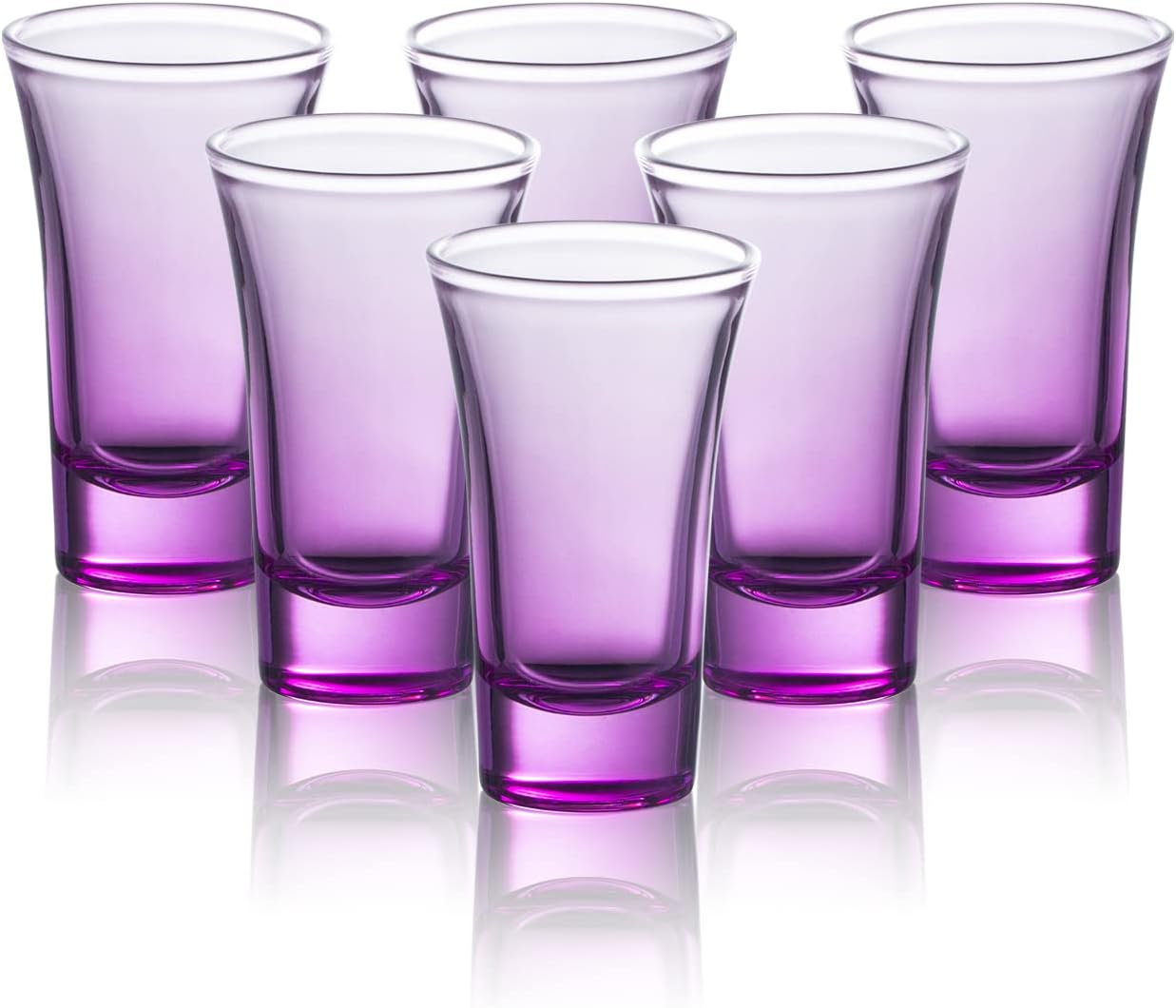 M&N HOME Purple Ombre Shot Glasses, 2 Oz Set of 6 Colored Shot Glasses, Whiskey Glasses, Tequila, Cocktail Glasses, Vodka Glasses, Spirits & Liquors (Gradient Purple)