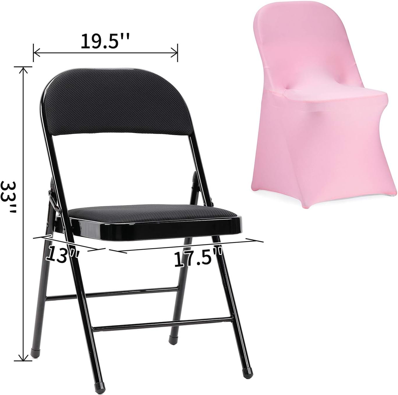 Peomeise Stretch Spandex Folding Chair Cover for Wedding Party Dining Banquet Event (Pink,6pcs)