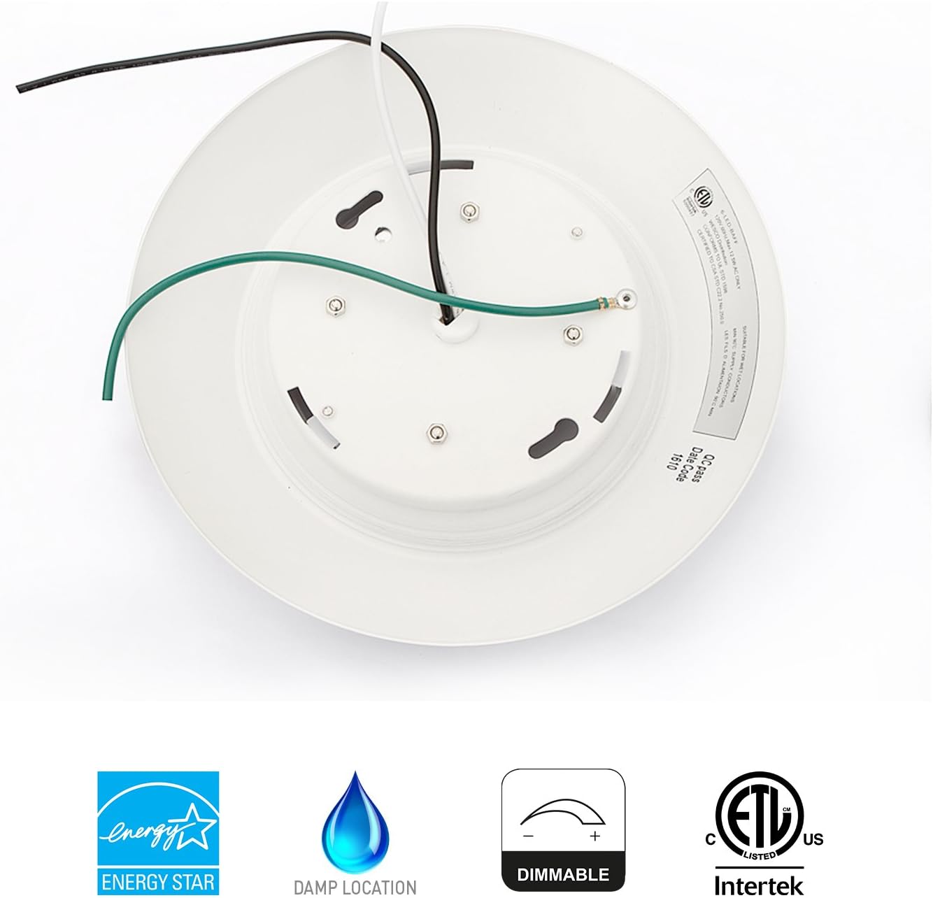 4 Inch LED Low Profile Recessed & Surface Mount Disk Light, Round, 10W, >600 Lumens, 4000K Cool White, CRI80, DOB Design, Dimmable, cETLus Listed, 1 Pack(White)