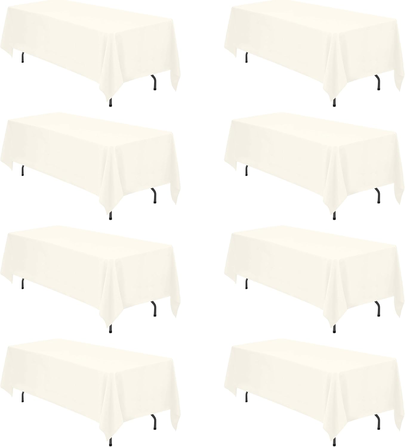 BRILLMAX 8 Pack Ivory Tablecloths 70 x 120 Inch for 6ft or 8ft Rectangle Tables - Rectangular Bulk Linen Polyester Fabric Washable Cloth Cover for Wedding Reception Banquet Birthday Party