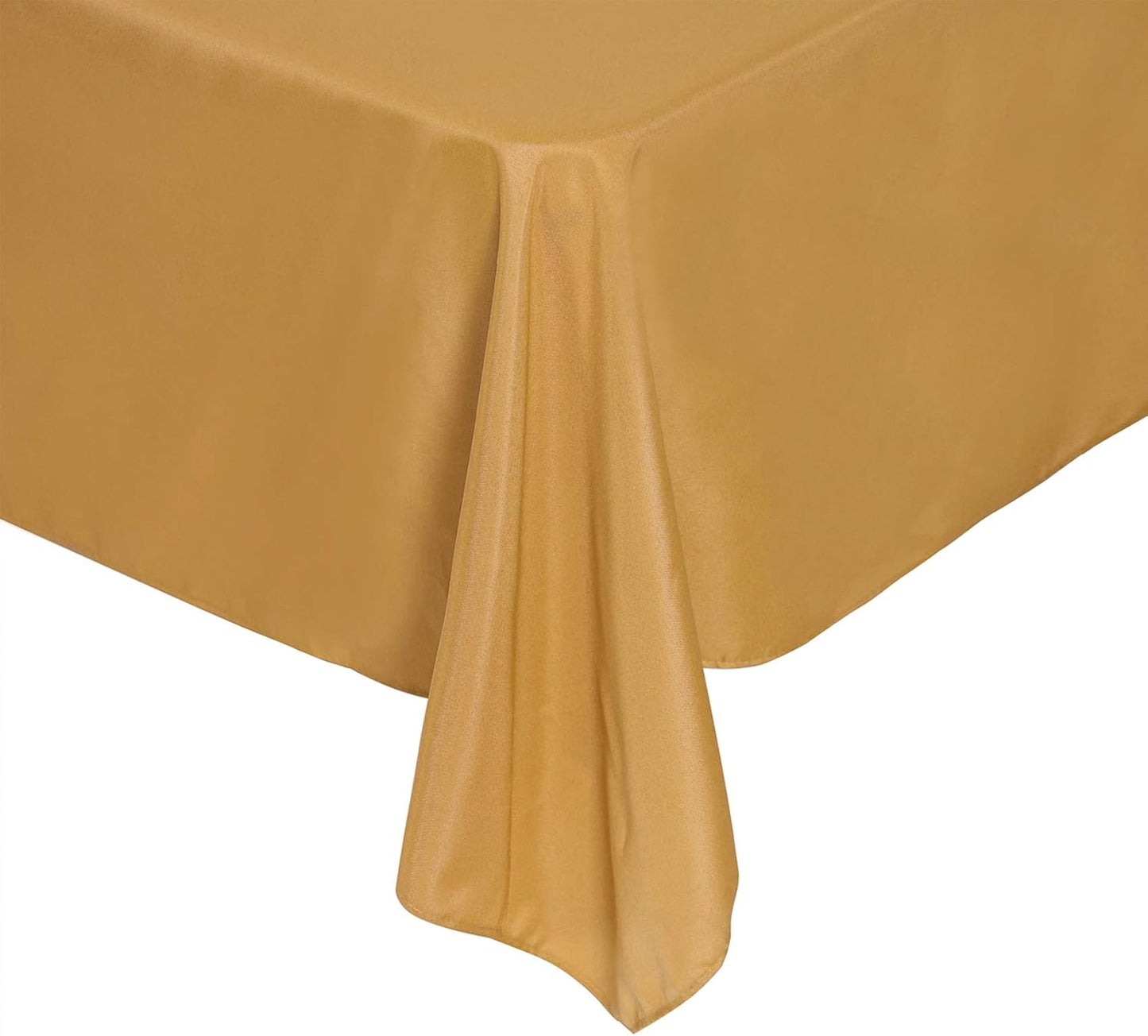 Rectangle Tablecloth 90x132 inch Washable Polyester Fabric Table Cloth for Wedding Party Dining Banquet Decoration（90x132, Gold）