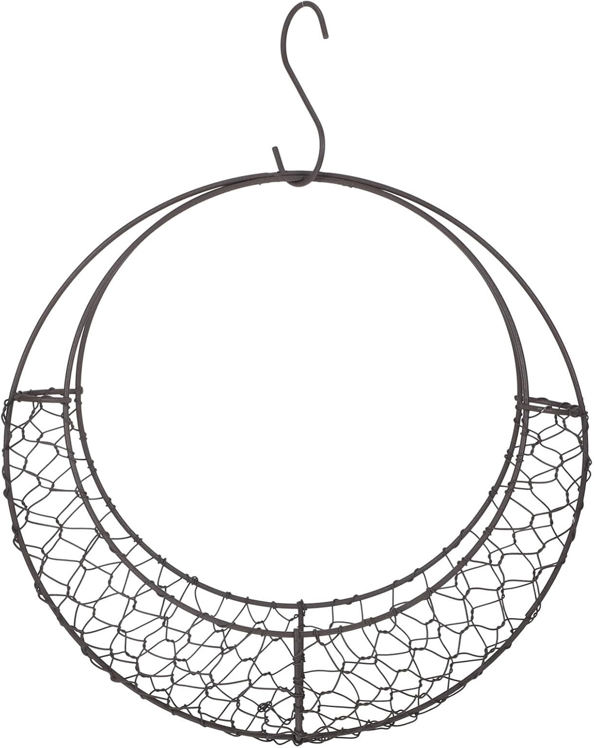 Air Plants Holders Wire Wreath Frame Hanger, 11 inch Moon Shape Wreath Form Hanging Plant Holder Metal Hanging Orchid Planter Plant Basket Holder, Succulent Wire Wreath Frame with Hook