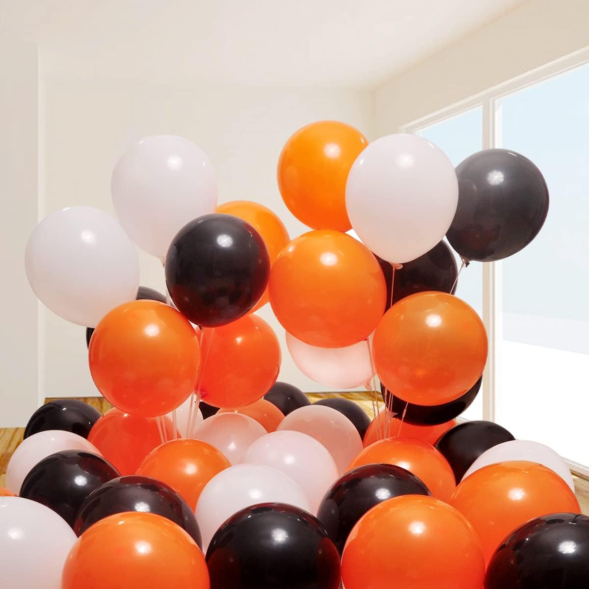 300 Pack White Black and Orange Balloons 100 of each of the 3 colors 12 inch White Black Orange Party Balloon Bulk for Various Party Events Decorations