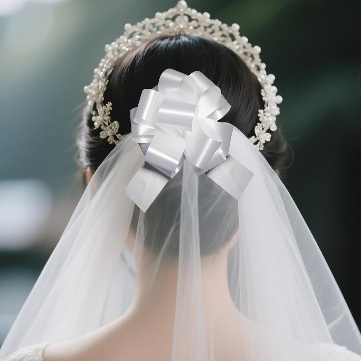 6 PCS 6 Inch White Pull Bows - Perfect for Gift Wrapping, Wedding Decor, Car Bows, Birthday Parties, Christmas and Valentine's Day