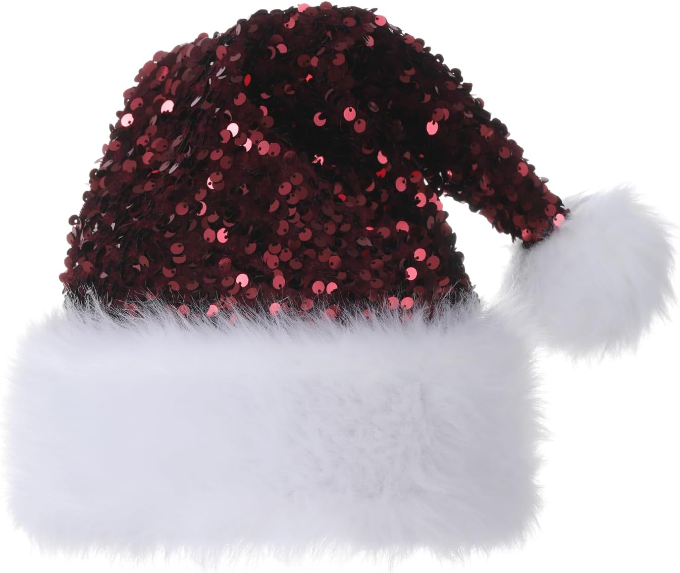 Personalized Sequin Santa Hat for Adults, Red Glitter Christmas Party Hat, Xmas Halloween New Year Holiday Headwear