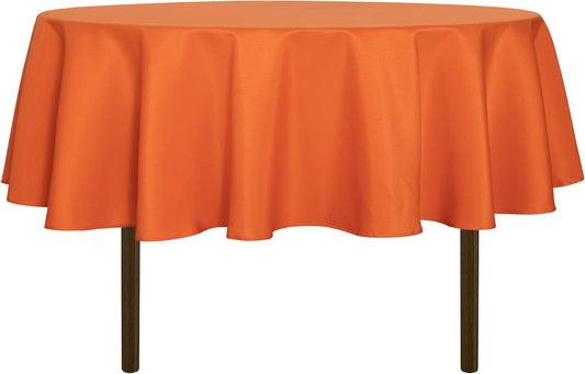 sancua Round Tablecloth - 70 Inch - Water Resistant Spill Proof Washable Polyester Table Cloth Decorative Fabric Table Cover for Dining Tables, Buffet Parties and Camping, Orange