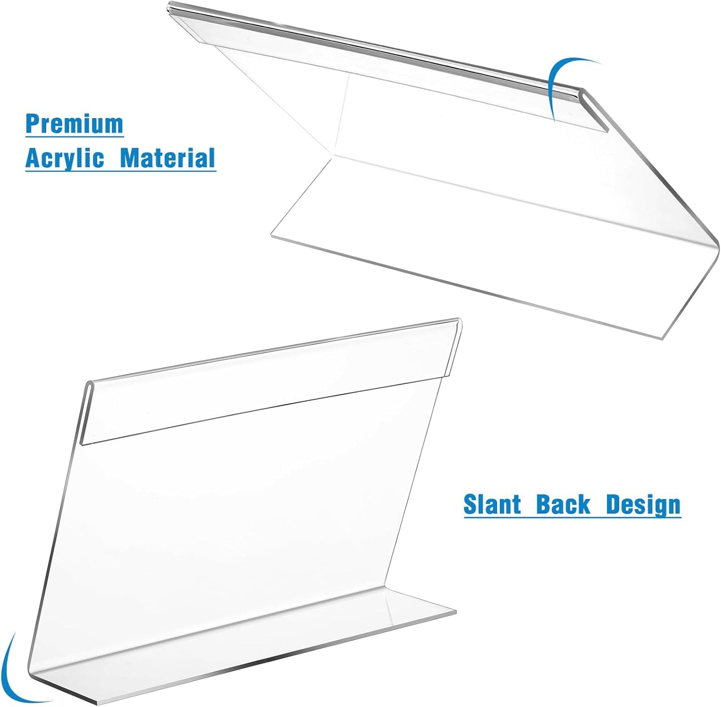 Vicenpal 6 Pcs 7x5 Inch Clear Acrylic Sign Holder Plastic L-shape Vertical Menu Stand, Picture Photo Frames, Table Paper Holder, Flyer Sign Display Stand for Restaurants, Store, Office, Wedding