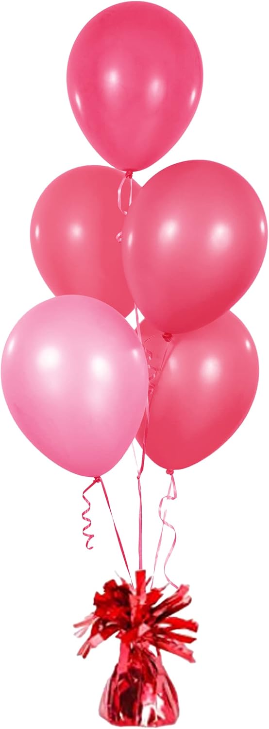 Metallic Balloon Weights, Birthday Party Favors, Novelty and Gag Gifts, 5.5" Inches, 12-Pack (Red)