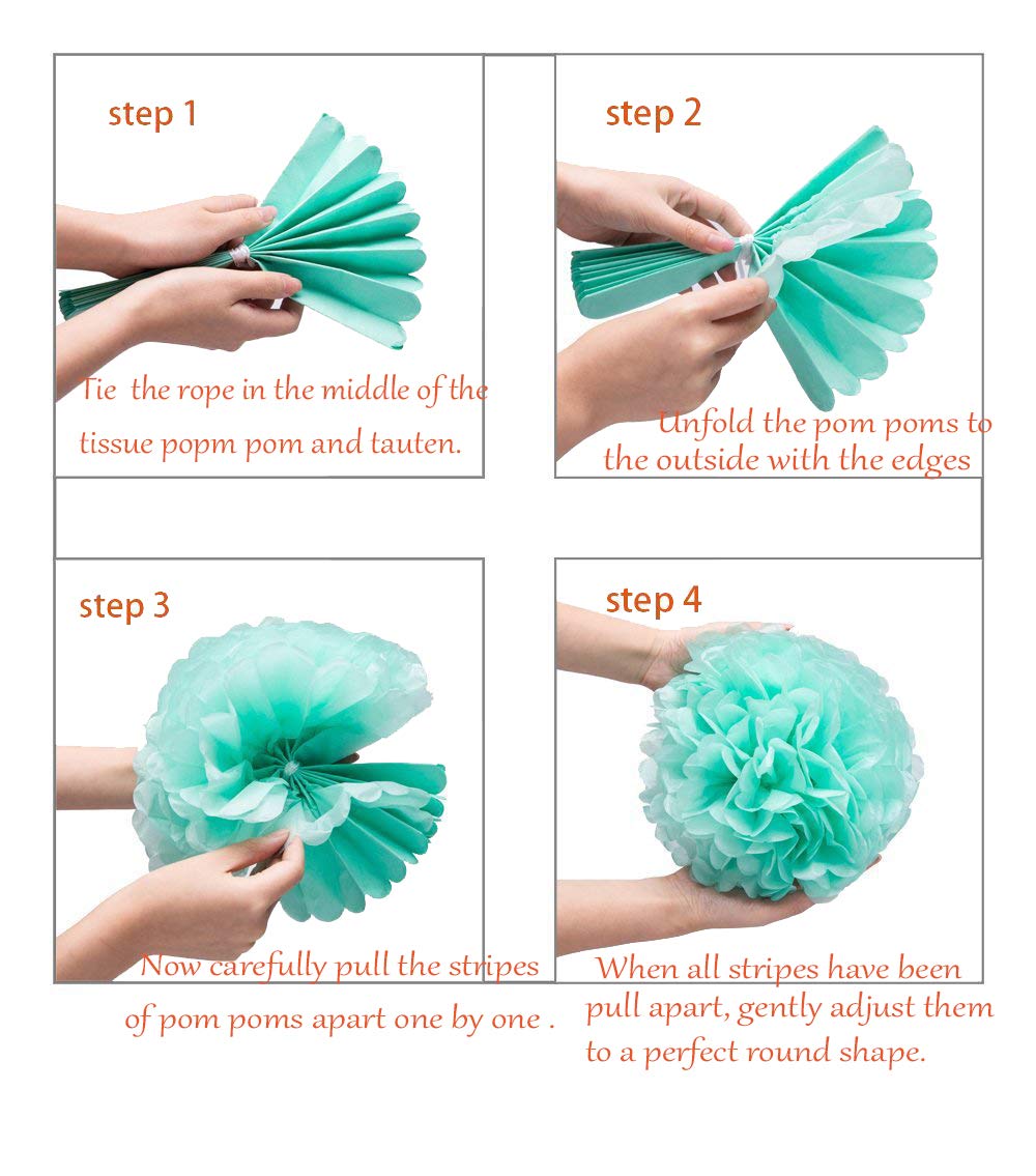 Lucky Green Tissue Paper Pom Poms, St. Patrick's Day Party Decoration Kit 21pcs of 8,10,12 inch