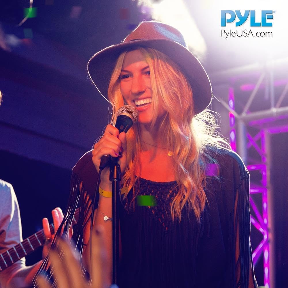 Pyle Adjustable Microphone Stand - Universal Mic Stand with Compact Heavy Base, Floor Standing Design, Height Adjustable, Pivot Angle Clip for Singing & Recording (2.8??- 5??ft., 9.8??Base Diameter)