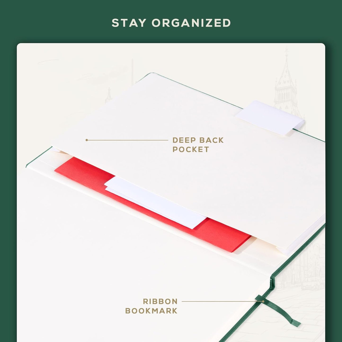 Beechmore Books A4 Sketchbook ??8.5x11 Premium Vegan Leather Bound Large Sketch Book Hardcover with 156 Thick 160gsm Perforated Ivory Pages, Blank Sketch Pad, Gift Boxed, Back Pocket, Ribbon Bookmark