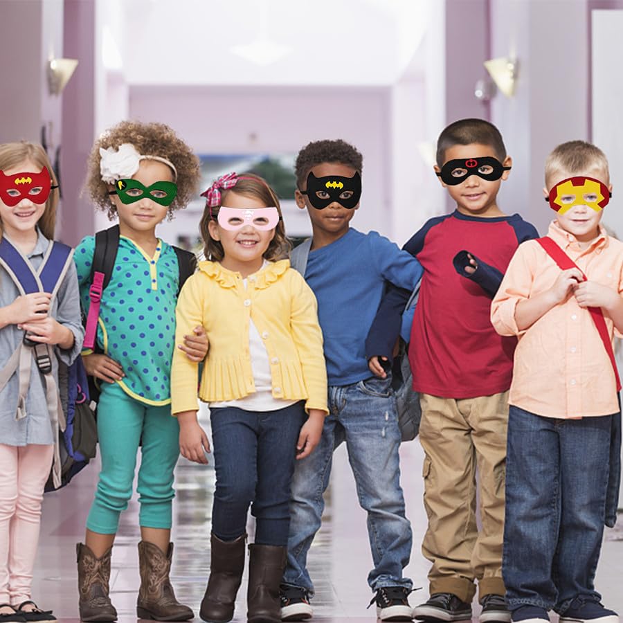 RONGSENI Superhero Masks for Kids Adults, 35pcs Costume Masks Cosplay Eye Masks Party Favors