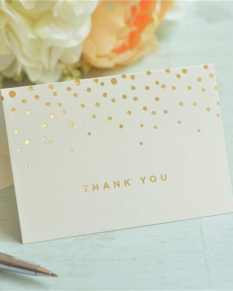 Gartner Studios Gold Foil Dots Thank You Cards, Ivory and Gold Foil Blank Thank You Notes, 3.5” x