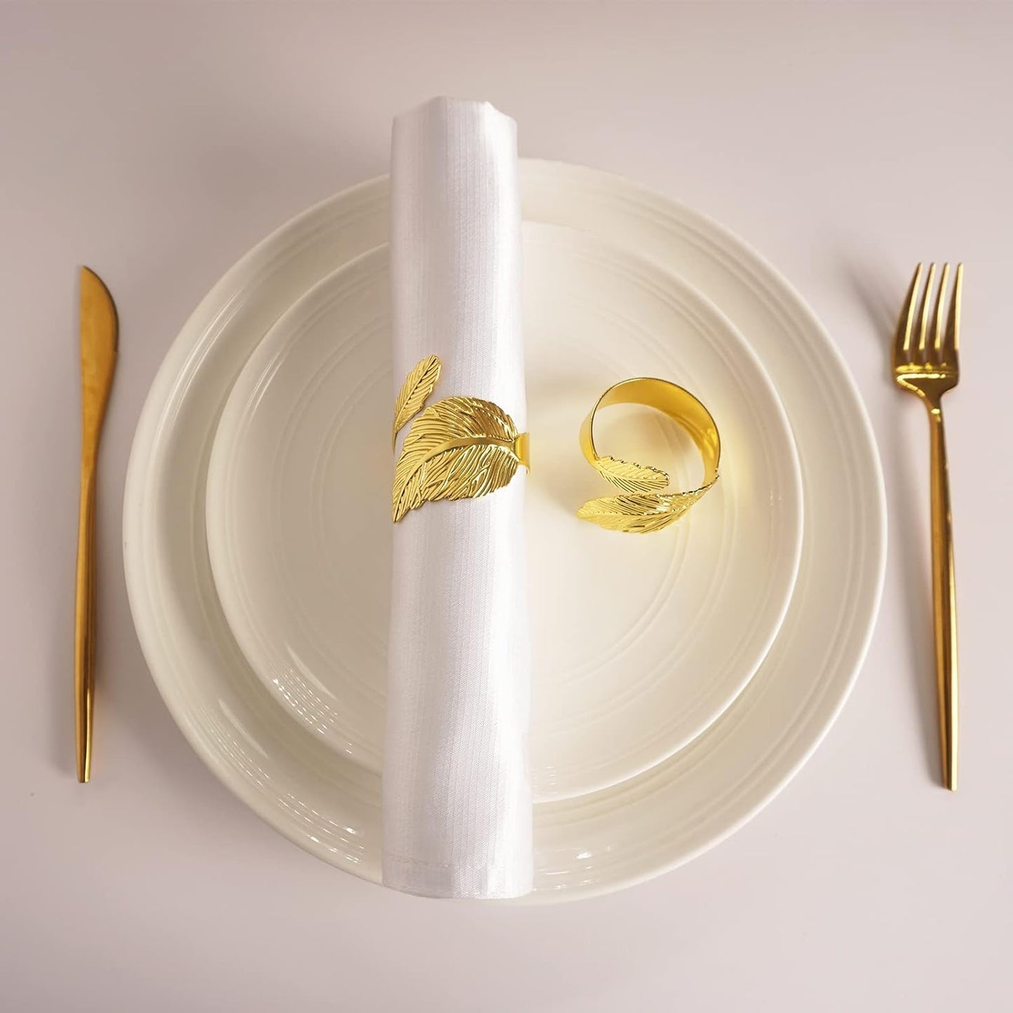 Gold Leaf Napkin Rings Set of 12, Leaves Napkin Rings for Table Setting, Metal Leaf Napkin Holder Rings for Holiday Party,Wedding, Banquet, Formal or Casual Dinning Table Decor (Bright Gold)
