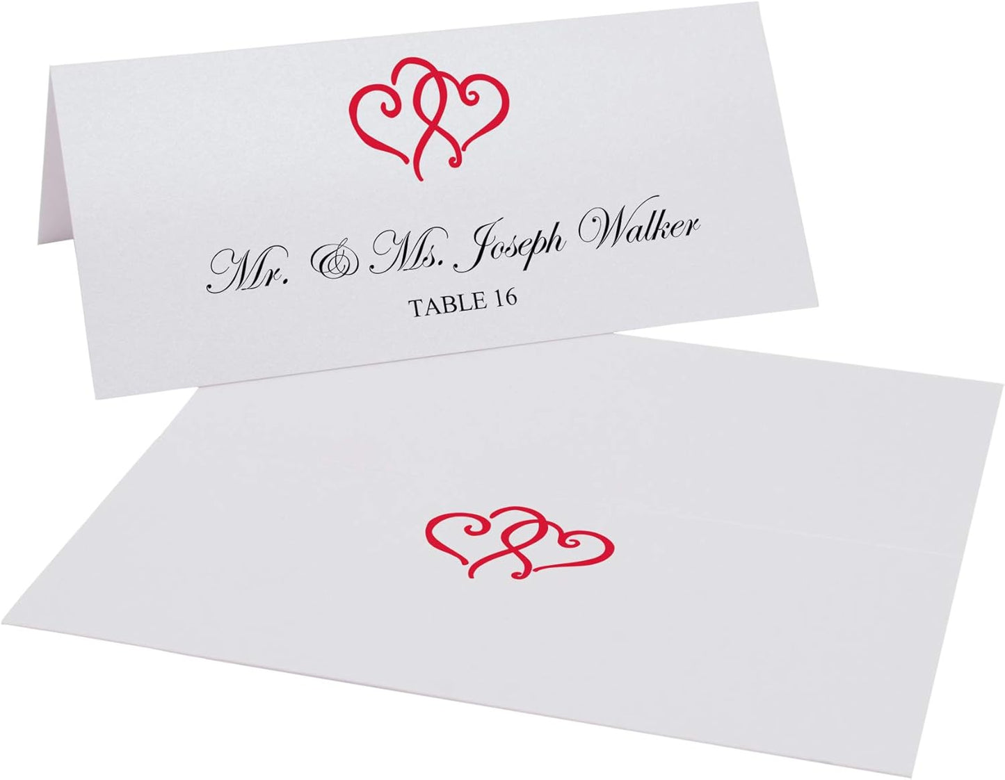 Linked Hearts Printable Place Cards, Ruby Red (Choose Color), Set of 60 (10 Sheets), Laser & Inkjet Printers - Wedding, Party, Dinner, and Special Events - Made in the USA