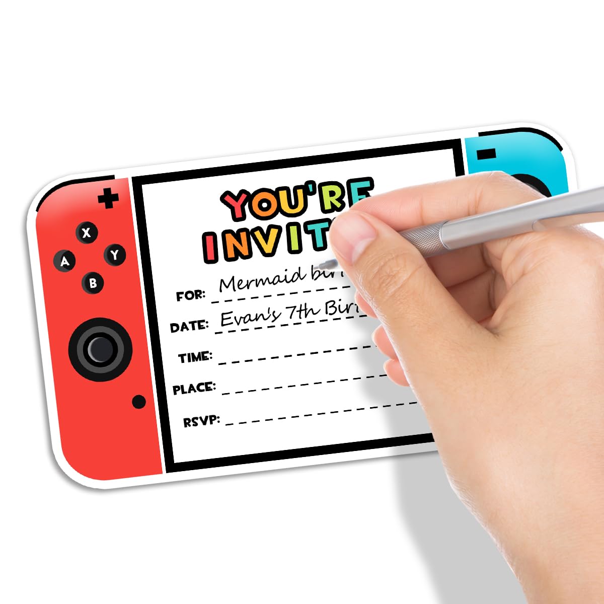 Yangmics Direct Video Gamer Birthday Party Fill In Invitations, Video Game Party Invitations