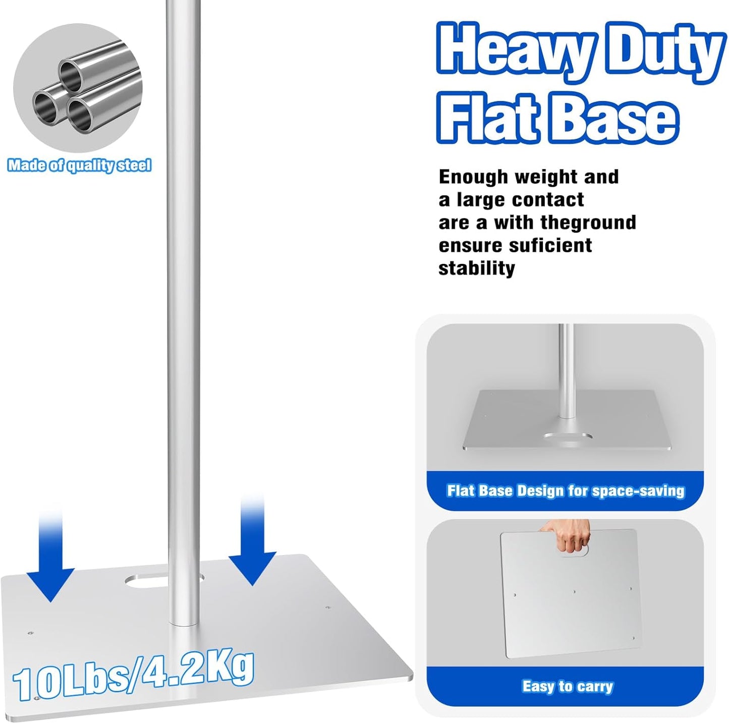 Pipe and Drape Backdrop Stand 8ftx10ft Adjustable Background Support System Heavy Duty Background Stand for Wedding Banquet Decorations Silvery