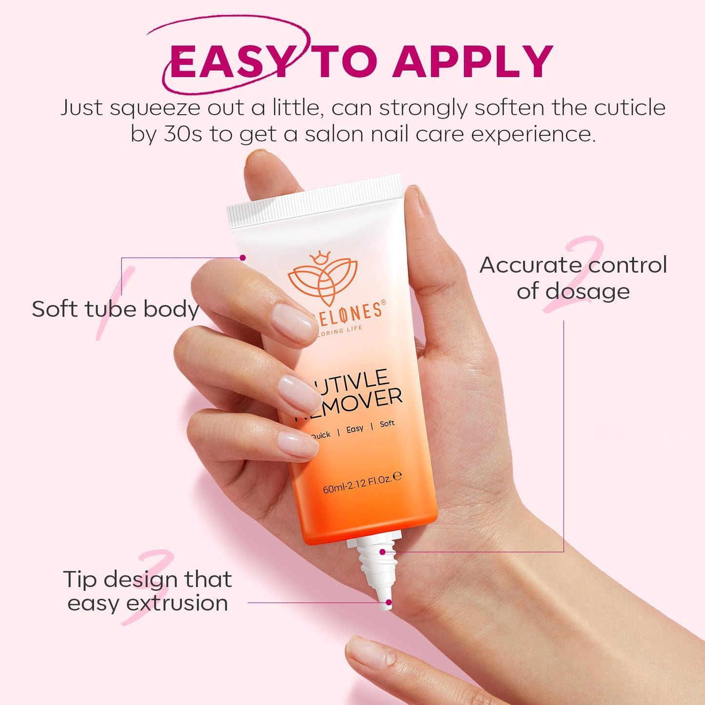 Modelones Cuticle Remover Cream Cuticle Softener Nail Repair for Damaged Nails Cuticle Remover Liquid for Nail Care Manicure Kit for Women 60ML 2.12 FL OZ