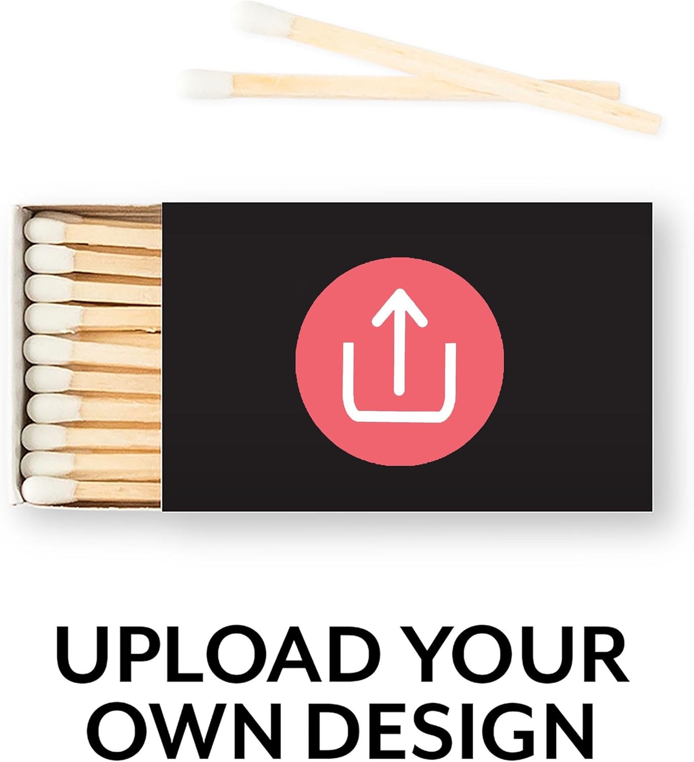 Weddingstar Matchboxes with Custom Printed Stickers for Wedding or Event - Upload Your Own Design - Pack of 50 Black