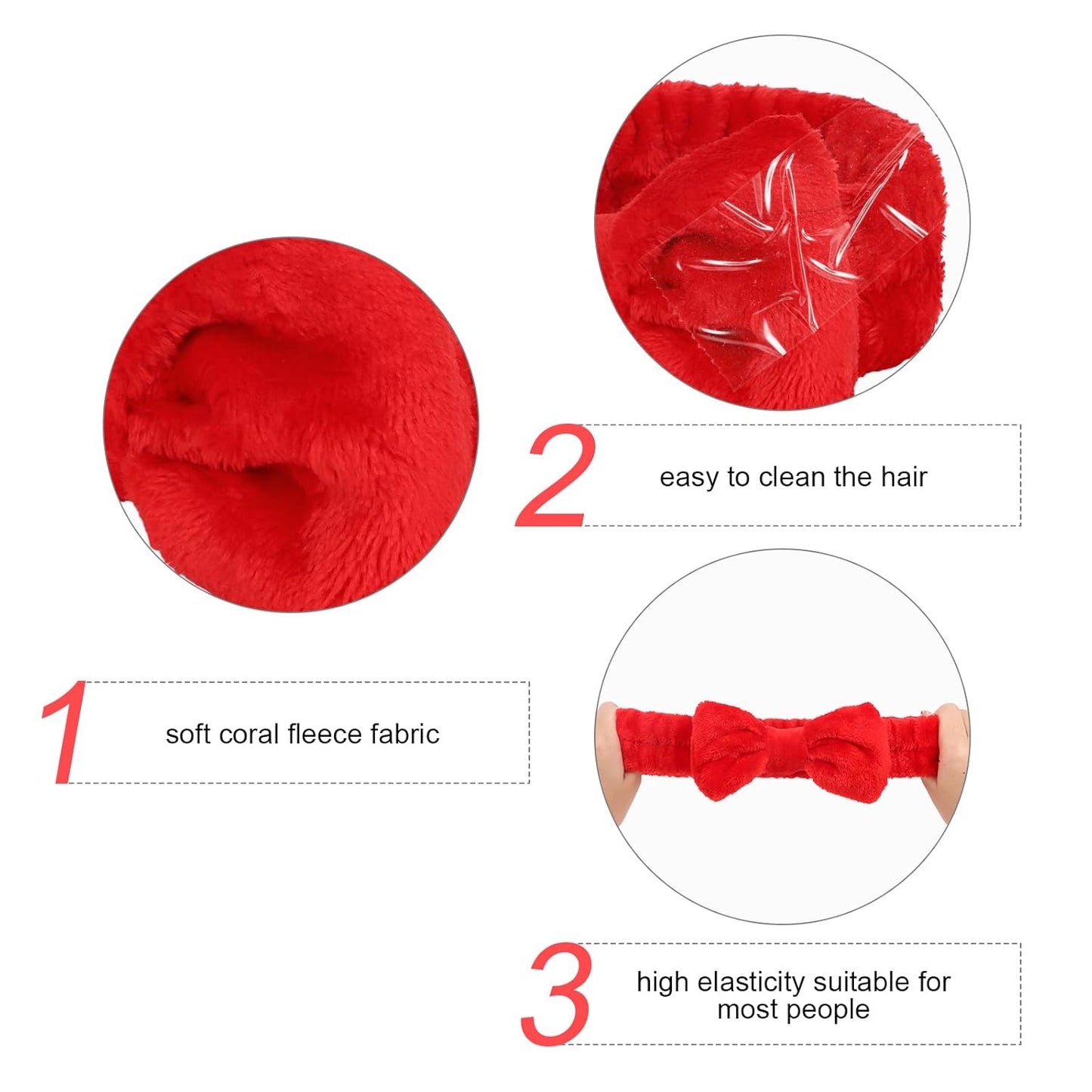 Semato 8 Pcs Red Spa Headband Skincare Headbands for Women Gifts and Party Supplies (red)