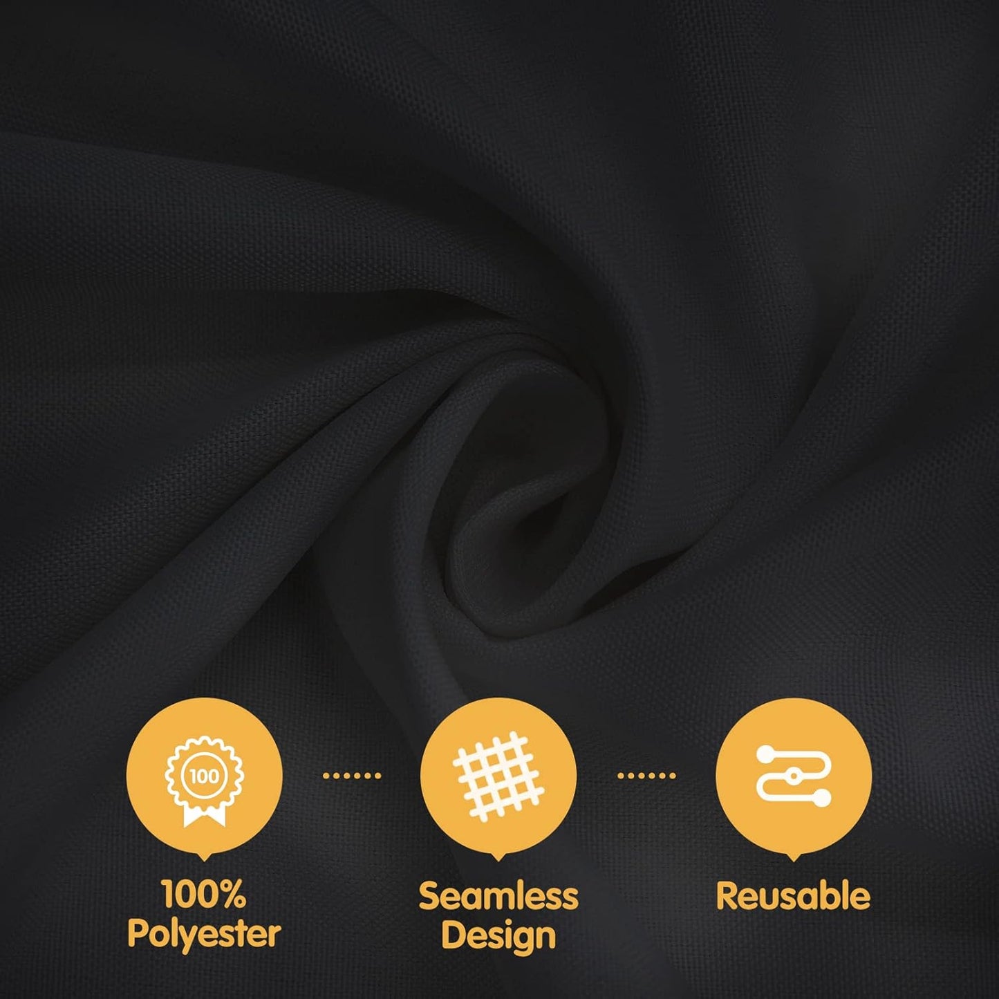 BRILLMAX 4 Pack Black Round Tablecloths 132 Inch - Circle Bulk Linen Polyester Fabric Washable Table Cloth Cover for Wedding Reception Banquet Birthday Party Buffet Restaurant