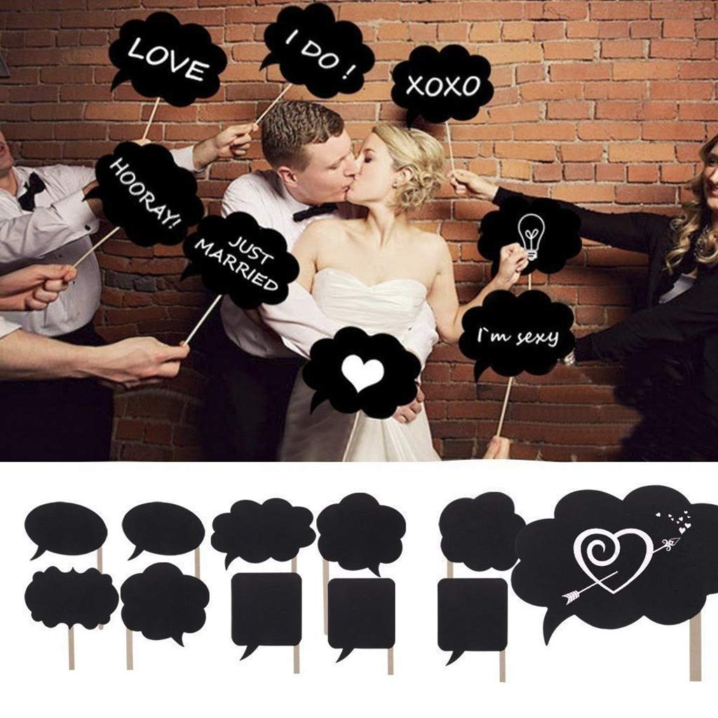 Photo Booth Props Kit,Writable Black Paper Card Board Photographing Props for Wedding Birthday Prom
