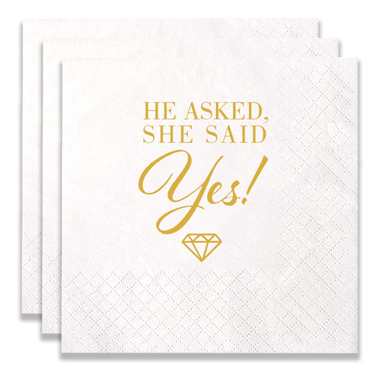 100 Count of "He Asked…She Said Yes" Paper Napkins for Engagement Party Bridal Shower Wedding