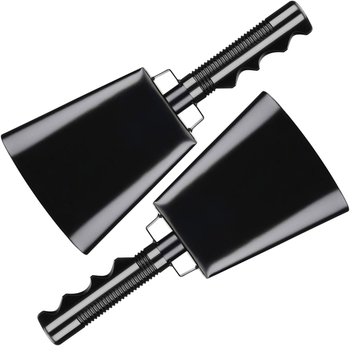 Deke Home - 2 Pack 10 Inch Steel Cowbells with Handle, Loud Noise Makers for Football, Sports, Parties, Competitions, School Spirit & Safety, Large Hand Bell for Cheering & Percussion Instrument