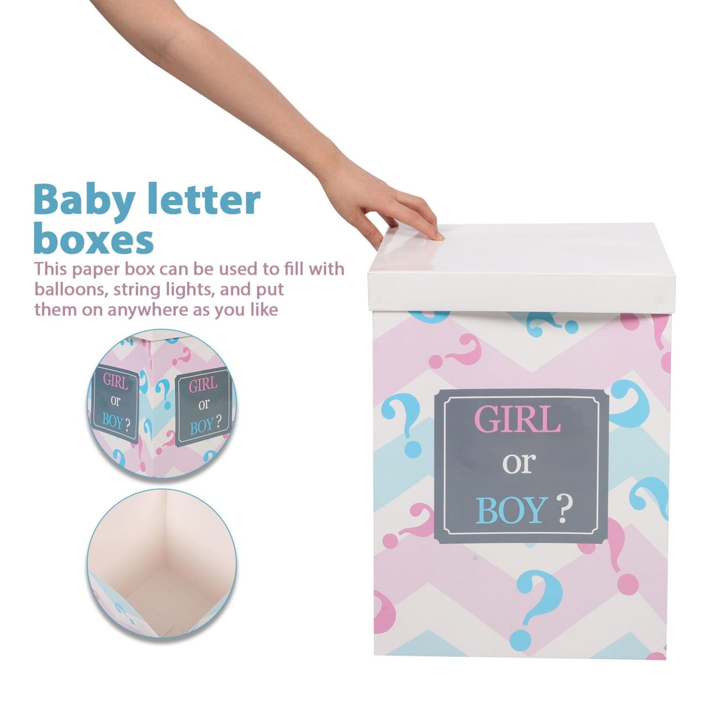NUOBESTY Gender Reveal Balloon Box Baby Shower Girl or Boy Balloon Paper Box Surprise Gender Reveal