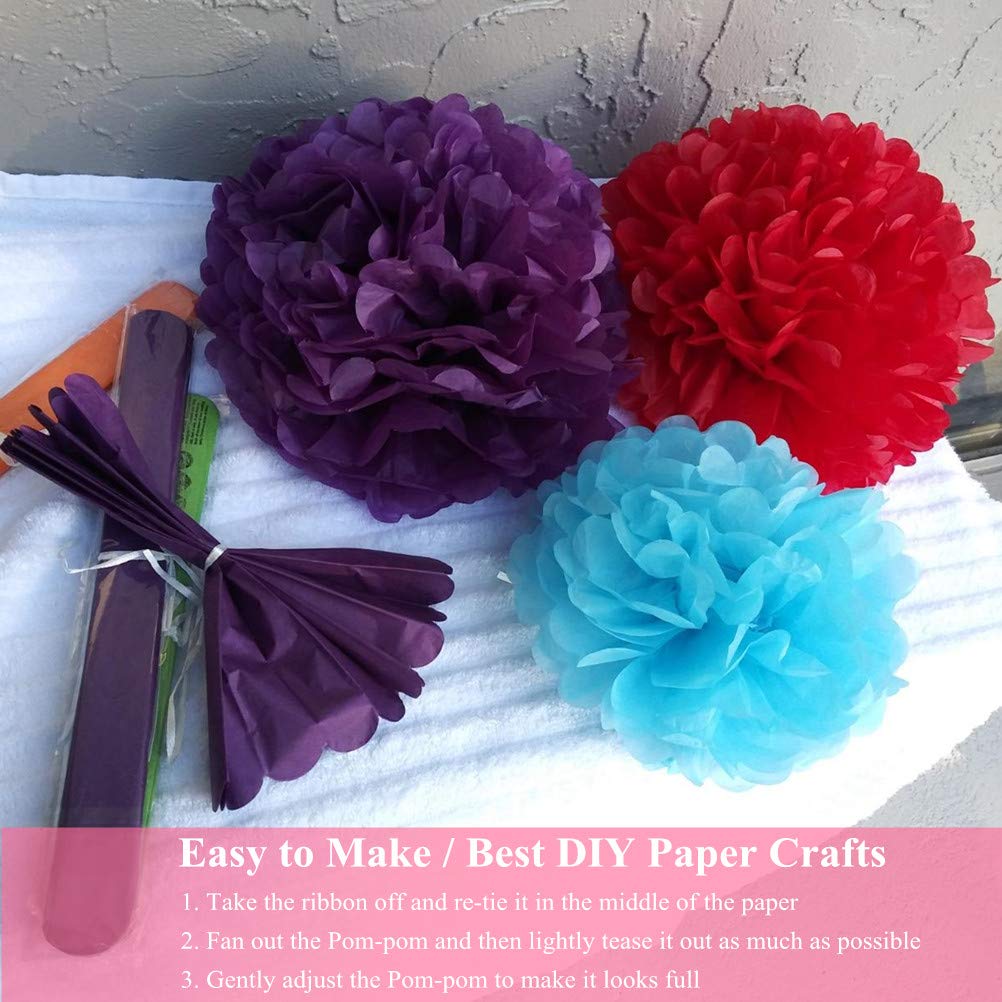 Gavoyeat Paper Pom Poms Color Tissue Flowers Birthday Celebration Wedding Party Halloween Christmas