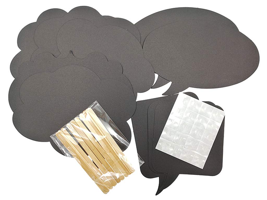 Photo Booth Props Kit,Writable Black Paper Card Board Photographing Props for Wedding Birthday Prom