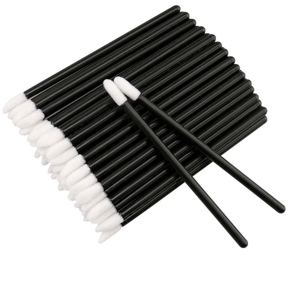 G2PLUS 200PCS Lip Gloss Applicators, Disposable Lip Brushes, Lipstick Gloss Wands Applicator Perfect Makeup Tool Kits (Black)