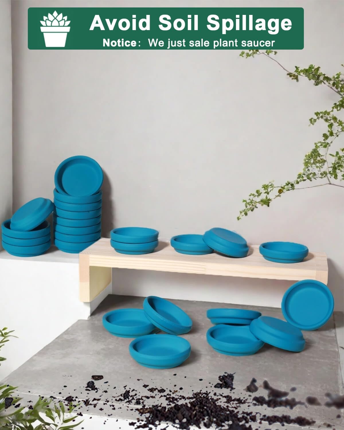 vensovo 2 Inch Steel Blue Terracotta Plant Saucer Pots Tray - 12 pcs Mini Planter Saucers for Indoor & Outdoor Plants, Small Clay Trays Perfect for 1 Inch 1.5Inch Flower Pot