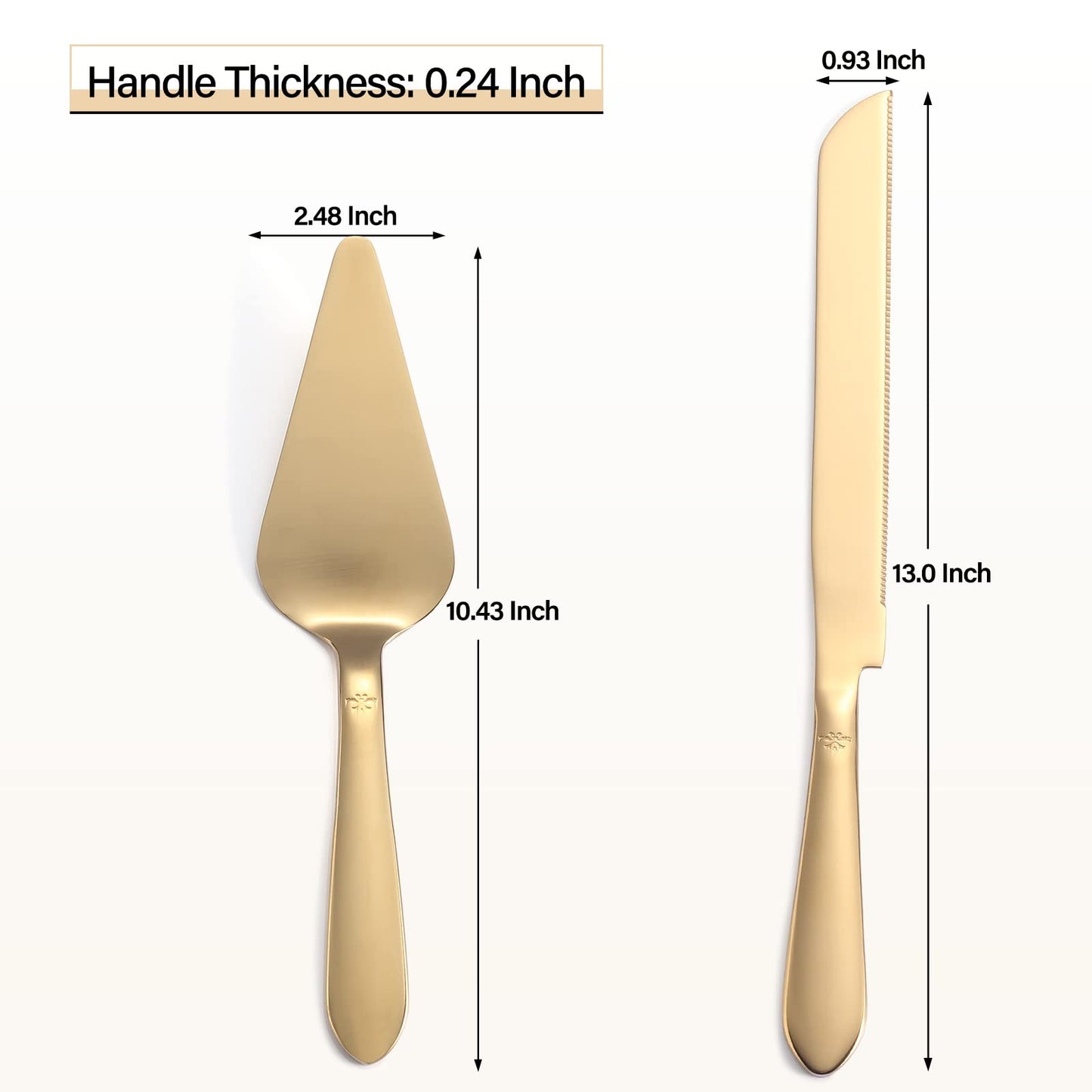 Cake Cutting Set for Wedding, Elegant Cake Knife and Server Set with Thickened Stainless Steel