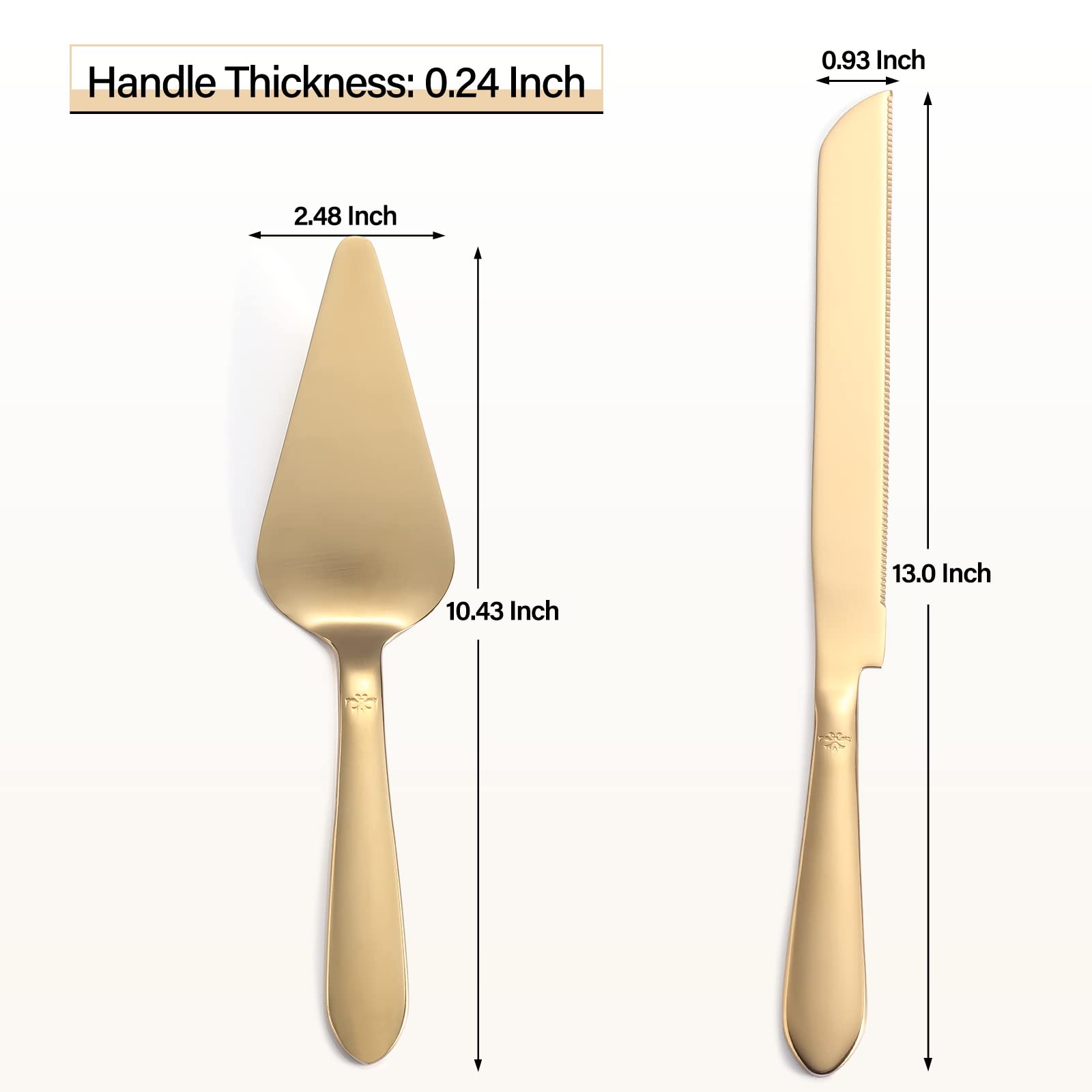 Cake Cutting Set for Wedding, Elegant Cake Knife and Server Set with Thickened Stainless Steel