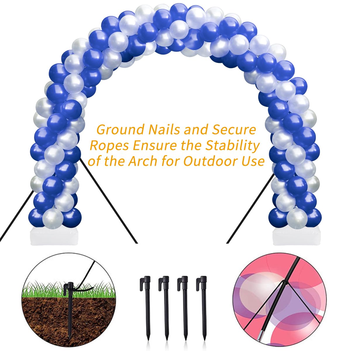 RUBFAC Balloon Arch Kit, 8ft Tall & 9ft Wide Adjustable Balloon Arch Frame Stand with 2 PVC Bases,2