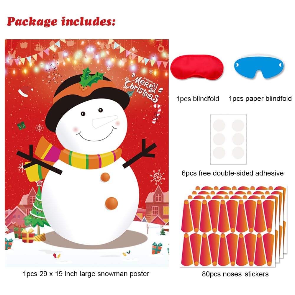 Pin The Nose On The Snowman Games Large Christmas Snowman Games Poster for Kids Christmas Snowman