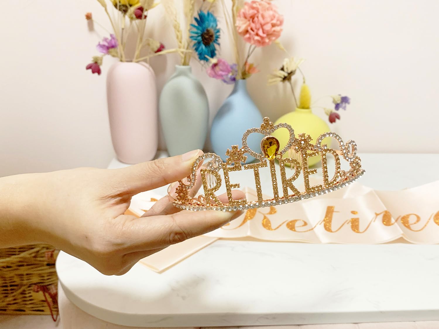 JETKONG Retirement Party Decorations Retired Tiara/Crown, Retired Sash for Women Retirement Gifts