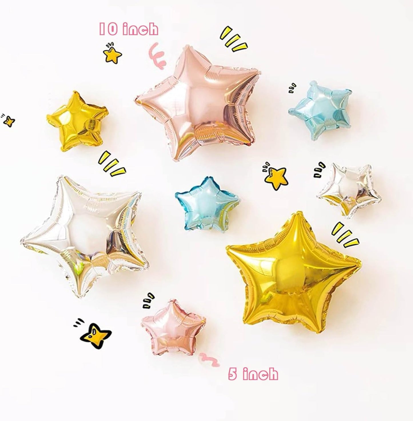 50 Pieces 10" Gold Foil Star Balloons for Party Decorations