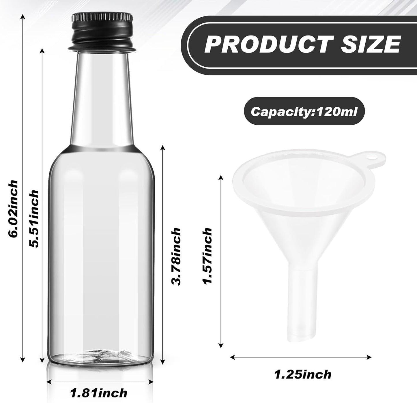 Tessco 100 Pcs Mini Liquor Bottles Plastic Mini Salad Dressing Bottle Christmas Small Shooter Alcohol Holders with Cap Wine Hot Sauce(4 oz,Black)