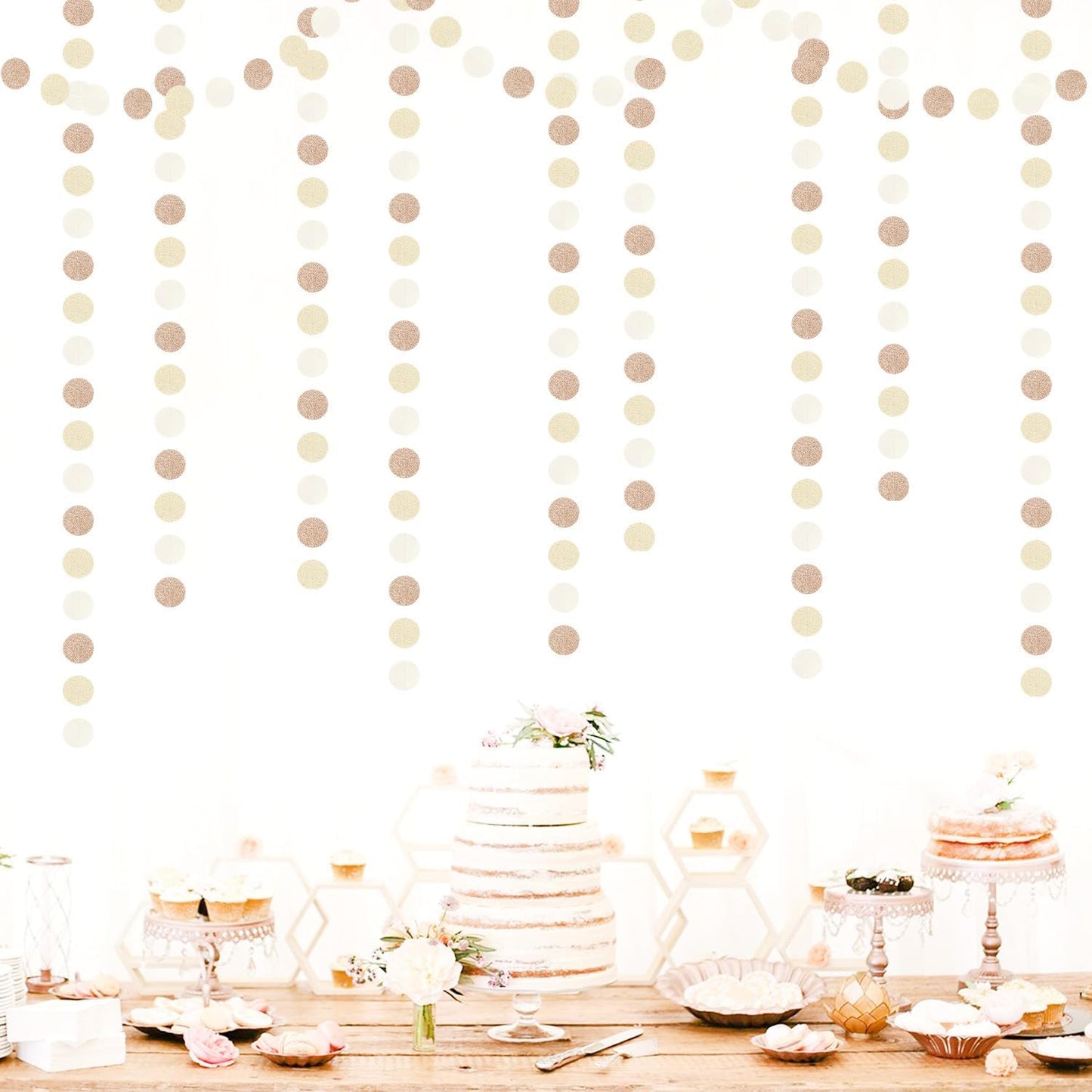 Boho Champagne-Gold Party-Decorations Streamers-Garland - 52ft Fall Rustic Birthday Hanging Paper Banner,Autumn Baby Bridal Showe Neutral Wedding Bachelorette Decor Hugfond