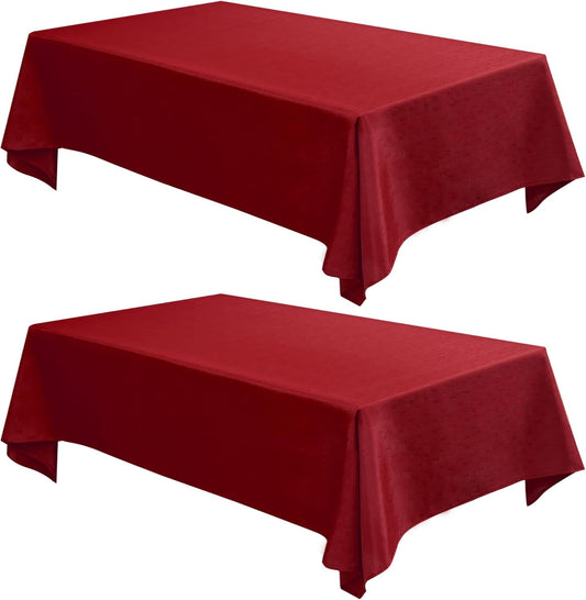 Fitable 2 Pack Faux Linen Christmas Tablecloths, Burlap Textured Fabric Table Clothes Rectangle, Rustic Decorative Table Covers for Winter Holiday Dinner Party Farmhouse (Red, 60 x 120 Inch)