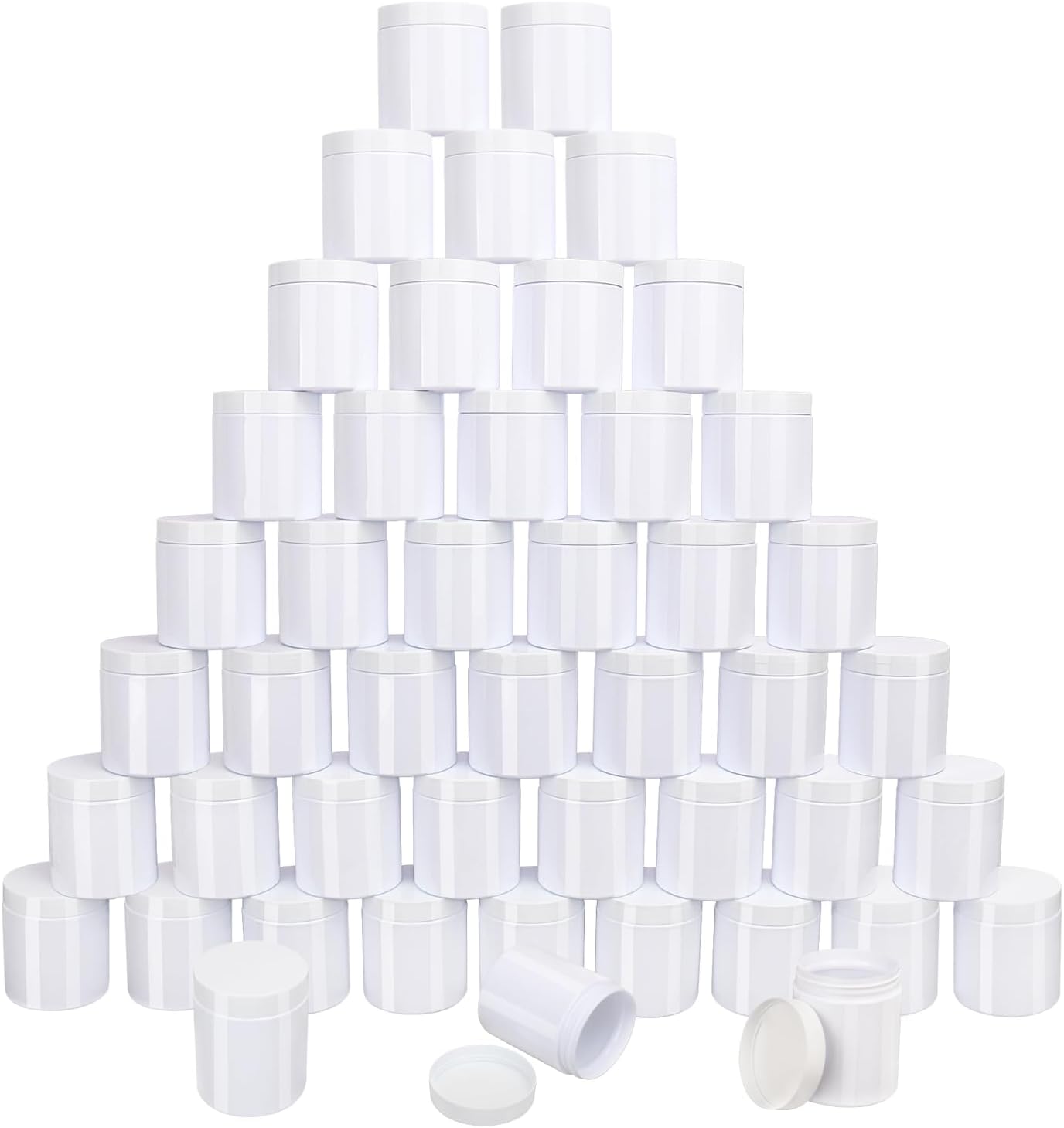 47Packs 8.8oz (250 ml) Plastic White Jars with Lids, Cosmetic Containers jars with Wide-Mouth for slime, beads, rhinestones, sequins Cosmetics, Lotion, Cream, Ointments and More by KUKLIPJIM.