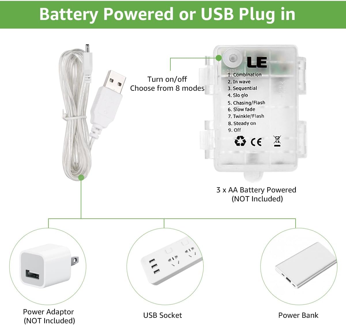 LE Fairy Curtain Lights Battery Operated & USB Plug in, Remote 10 x 10 ft Hanging String Lights for Bedroom Wall, 300 LED Indoor Outdoor Twinkle Lights for Wedding Party Backdrop Tent, Patio, Gazebo