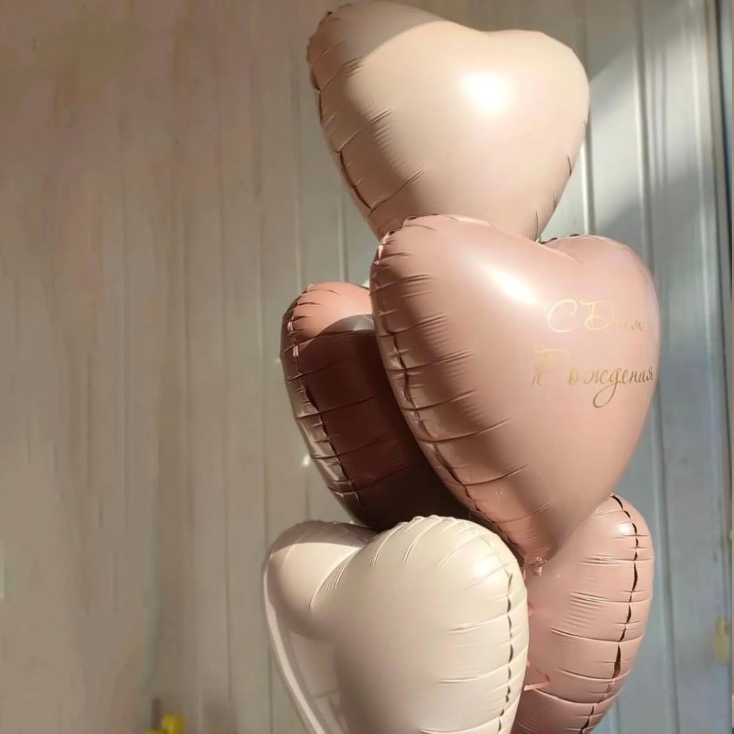 Retro Apricot Heart Balloons, 10PCS Beige Caramel Foil Heart Shape Balloons, 18inch Sand White Love Foil Balloons for Helium Nude Neutral Balloon for Brithday, Valentines Day, Baby Shower Decorations