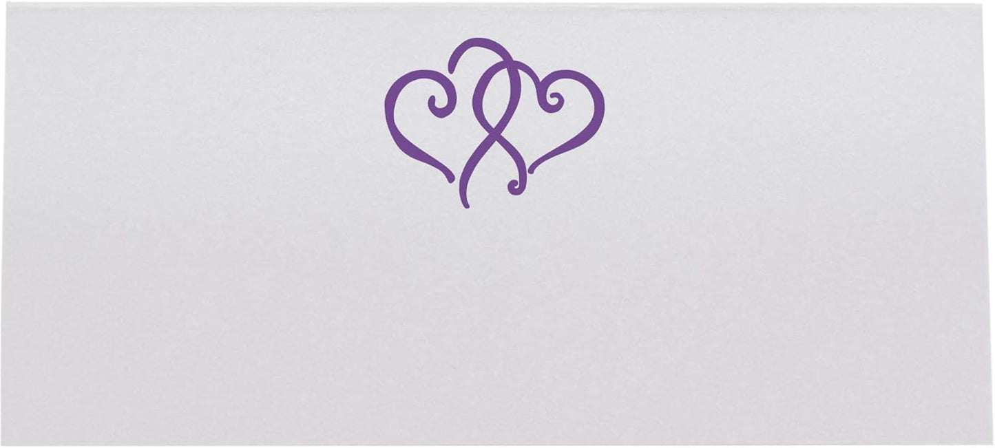Linked Hearts Printable Place Cards, Purple (Choose Color), Set of 150 (25 Sheets), Laser & Inkjet Printers - Wedding, Party, Dinner, and Special Events - Made in the USA