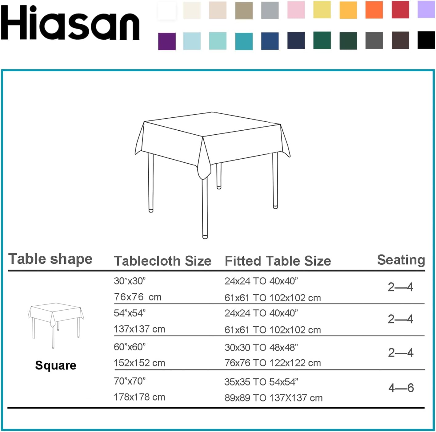 Hiasan Dusty Blue Tablecloth for Square Tables - Waterproof and Spillproof Washable Fabric Small Table Cloth for Dining Room Kitchen Party, 40 x 40 Inch