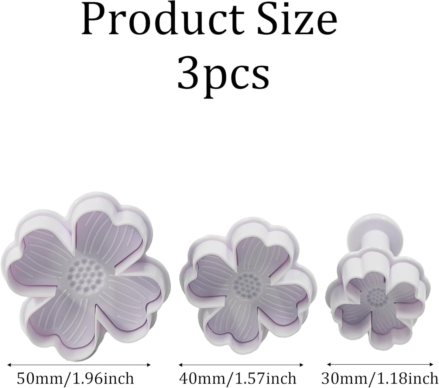 pson 3Pcs Plunger Cookie Cutter Set, Mini Plastic Biscuit Molds for Cake Decorating, Baking, Fondant, and DIY Crafts(Flower)